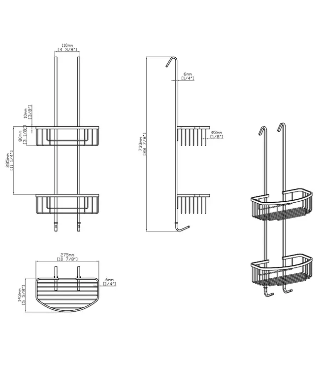 Doucherekje Domo Dubbel hangend Geborsteld Brons koper