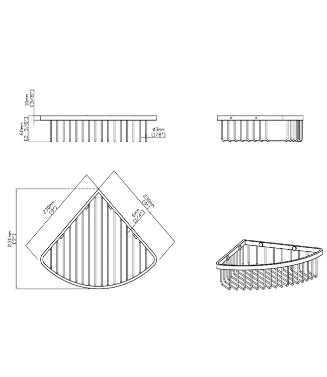 Doucherek Drucian Metaal Gunmetal 23x23cm