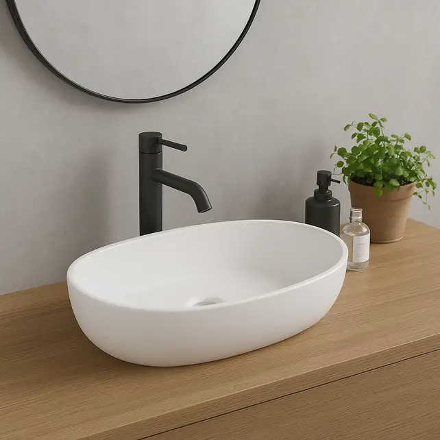 Waskom Ovaal Ellips Glans Wit 61x41x14cm Keramiek