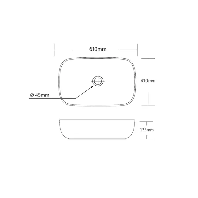 Waskom Ovaal Ellips Glans Wit 61x41x14cm Keramiek