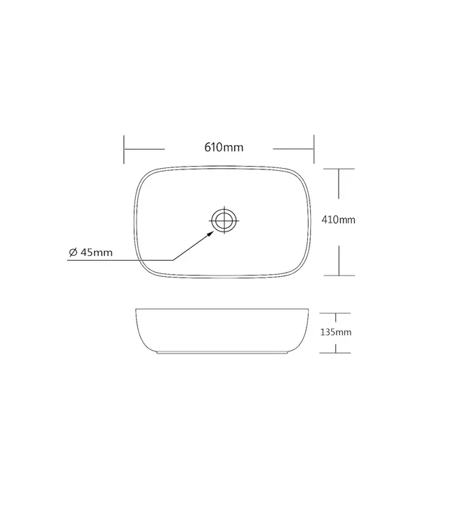 Waskom Ovaal Ellips Glans Wit 61x41x14cm Keramiek