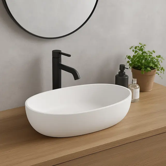 Waskom Ovaal Ellips Mat Wit 61x41x14cm Keramiek