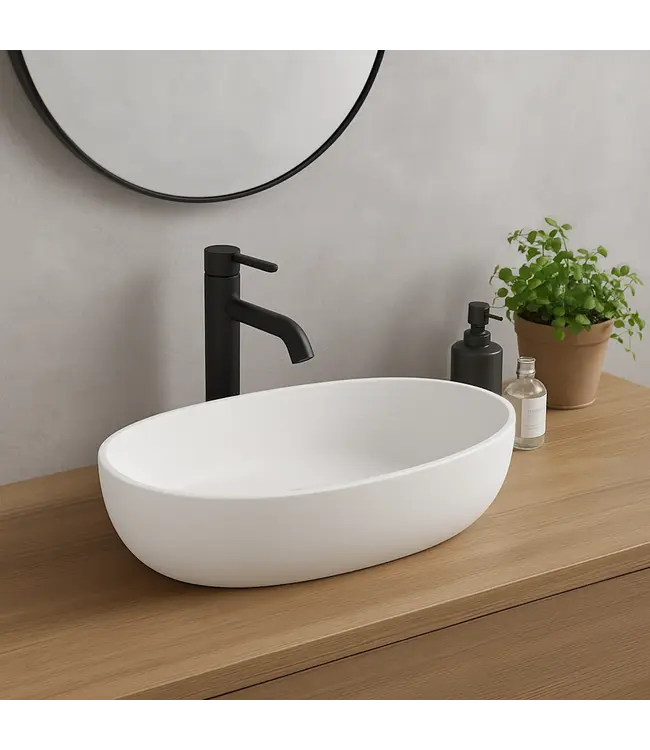 Waskom Ovaal Ellips Mat Wit 61x41x14cm Keramiek