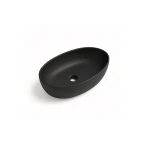 Waskom Ovaal Ellips Mat Zwart 61x41x14cm Keramiek