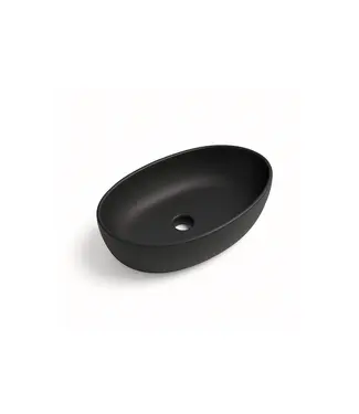 DutchLine Waskom Ovaal Ellips Mat Zwart 61x41x14cm Keramiek