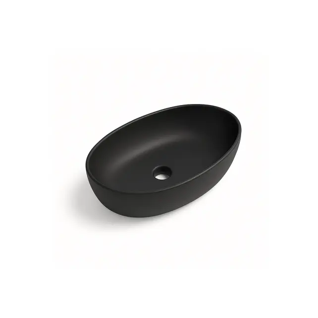 Waskom Ovaal Ellips Mat Zwart 61x41x14cm Keramiek