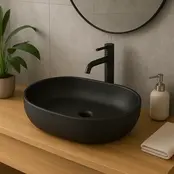 Waskom Ovaal Agena Mat Zwart 60x40x13cm Keramiek