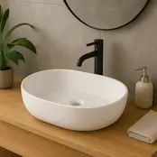 Waskom Ovaal Agena Mat Wit 60x40x13cm Keramiek