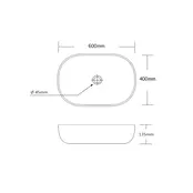 Waskom Ovaal Agena Glans Wit 60x40x13cm Keramiek