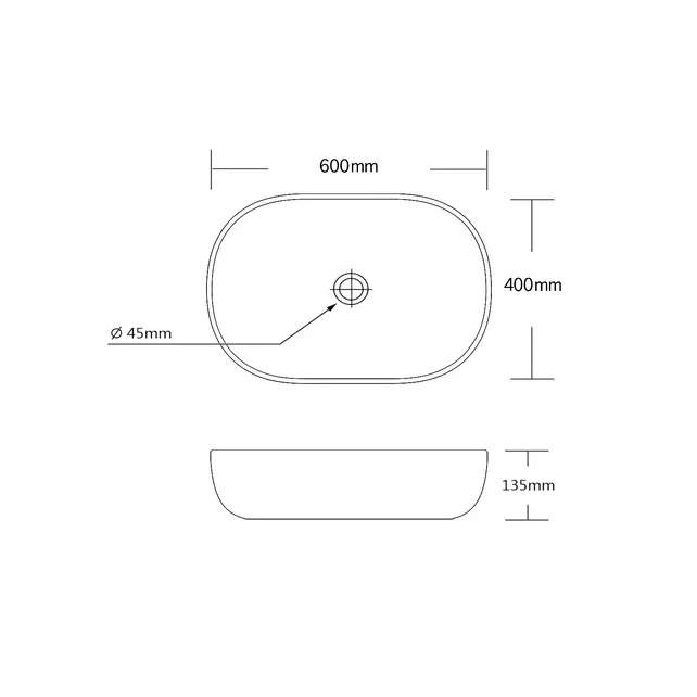 Waskom Ovaal Agena Glans Wit 60x40x13cm Keramiek
