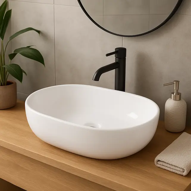 Waskom Ovaal Agena Glans Wit 60x40x13cm Keramiek