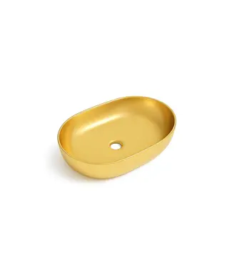 DutchLine Waskom Ovaal Agena Glans Goud 60x40x13cm Keramiek