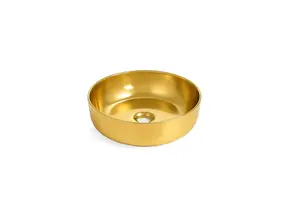 Waskom Rond Acamar Glans Goud 41x41x13cm Keramiek