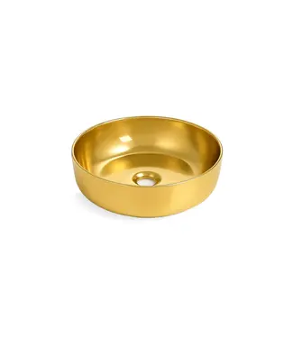 DutchLine Waskom Rond Acamar Glans Goud 41x41x13cm Keramiek