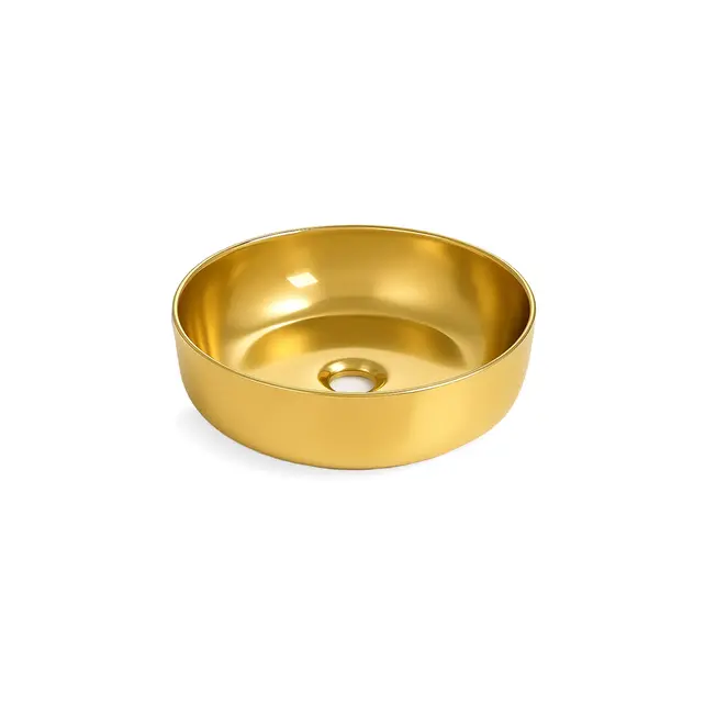 Waskom Rond Acamar Glans Goud 41x41x13cm Keramiek