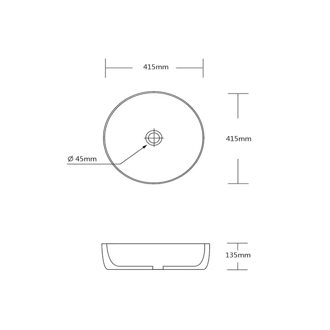 Waskom Rond AcamWaskom Rond Acamar Glans Wit 41x41x13cm Keramiek