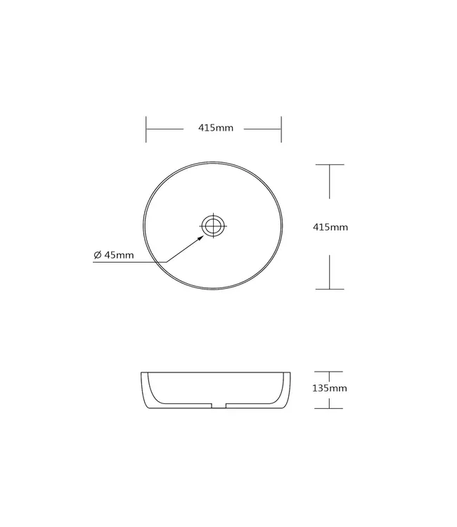 Waskom Rond AcamWaskom Rond Acamar Glans Wit 41x41x13cm Keramiek