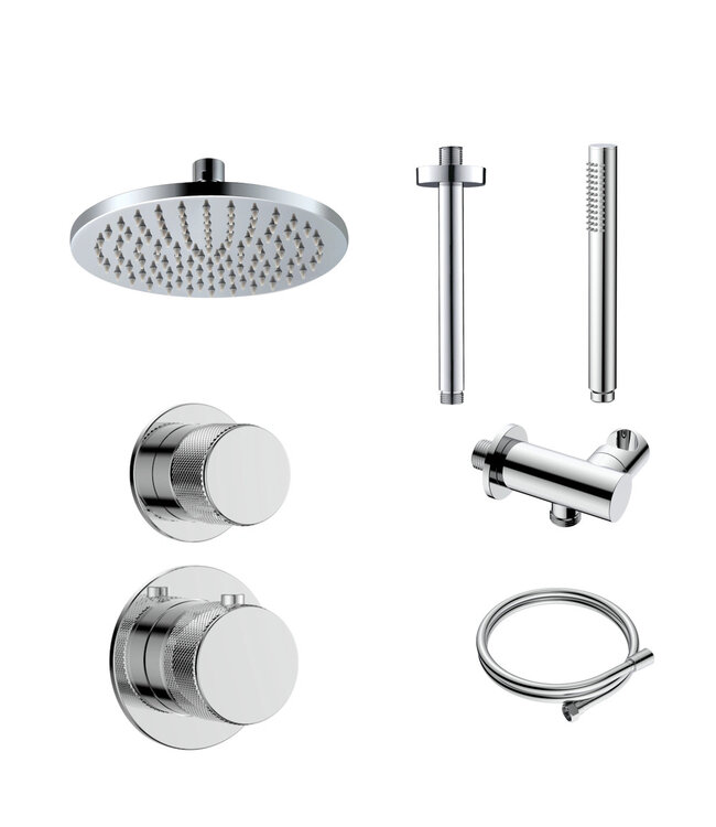 Regendoucheset Inbouw Grip Chroom Muur - 30cm regendouche