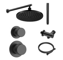 Regendoucheset Inbouw Grip Mat Zwart Muur - 30cm regendouche