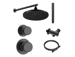 Regendoucheset Inbouw Grip Mat Zwart Muur - 30cm regendouche