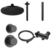 Regendoucheset Inbouw Grip Mat Zwart Muur - 30cm regendouche