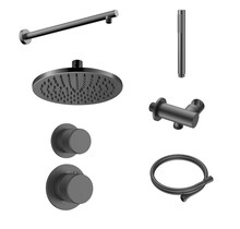 Regendoucheset Inbouw Grip Gunmetal Muur - 30cm regendouche
