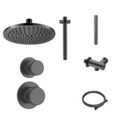 Regendoucheset Inbouw Grip Gunmetal Muur - 30cm regendouche