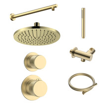 Regendoucheset Inbouw Grip Geborsteld Messing / Goud Muur - 30cm regendouche
