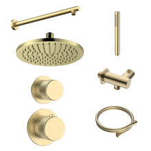 Regendoucheset Inbouw Grip Geborsteld Messing / Goud Muur - 30cm regendouche