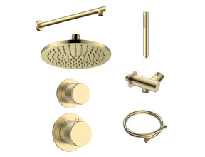 Regendoucheset Inbouw Grip Geborsteld Messing / Goud Muur - 30cm regendouche
