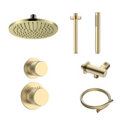 Regendoucheset Inbouw Grip Geborsteld Messing / Goud Muur - 30cm regendouche