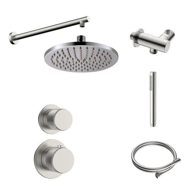 Regendoucheset Inbouw Grip Geborsteld Staal Plafond - 30cm regendouche