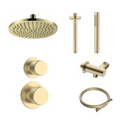 Regendoucheset Inbouw Grip Geborsteld Messing / Goud Plafond - 30cm regendouche