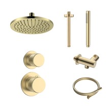 Regendoucheset Inbouw Grip Geborsteld Messing / Goud Plafond - 30cm regendouche
