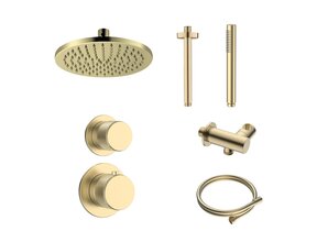 Regendoucheset Inbouw Grip Geborsteld Messing / Goud Plafond - 30cm regendouche