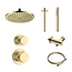 DutchLine Regendoucheset Inbouw Grip Geborsteld Messing / Goud Plafond - 30cm regendouche