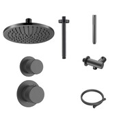 Regendoucheset Inbouw Grip Gunmetal Plafond - 30cm regendouche