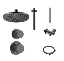 Regendoucheset Inbouw Grip Gunmetal Plafond - 30cm regendouche