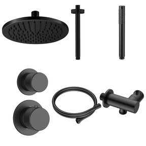 Regendoucheset Inbouw Grip Mat Zwart Plafond - 30cm regendouche