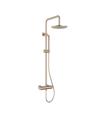 DutchLine Regendoucheset Opbouw Grip Geborsteld Brons Koper 30cm hoofddouche