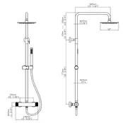Regendoucheset Opbouw Grip Gunmetal 30cm hoofddouche