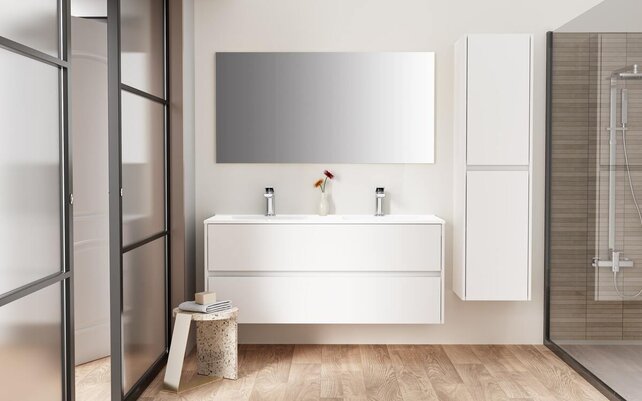 Wastafelonderkast Hayat 120cm Glans Wit Wastafelonderkast Hayat 120cm Glans Wit