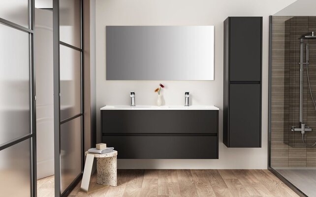 Wastafelonderkast Hayat 120cm Mat Zwart Wastafelonderkast Hayat 120cm Mat Zwart