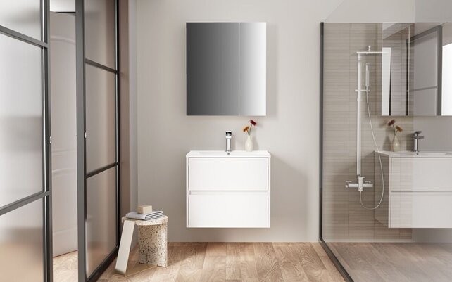 Wastafelonderkast Hayat 60cm Glans Wit Wastafelonderkast Hayat 60cm Glans Wit