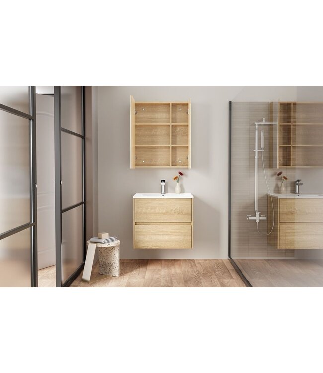 Spiegelkast Badkamer Hayat 60cm Licht Eiken