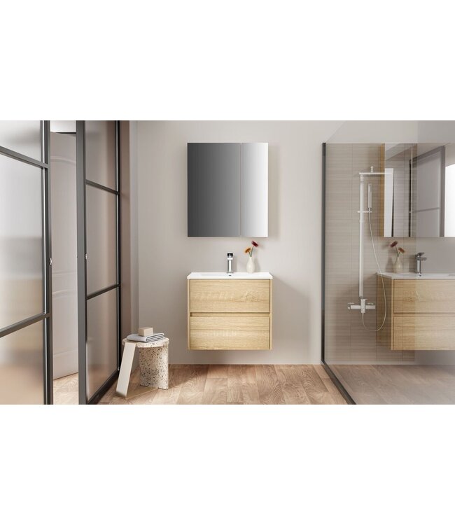 Spiegelkast Badkamer Hayat 60cm Licht Eiken