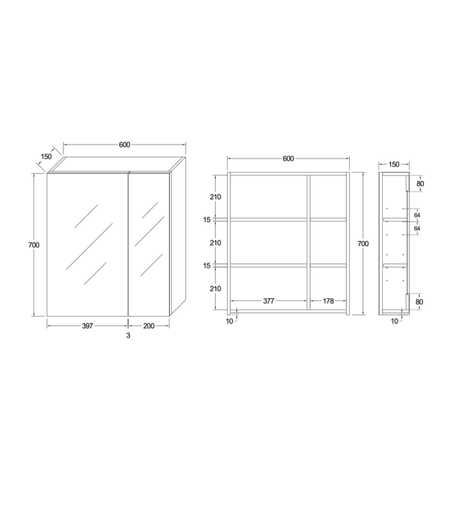 Spiegelkast Badkamer Hayat 60cm Glans Wit