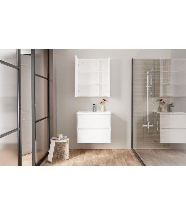 Spiegelkast Badkamer Hayat 60cm Glans Wit