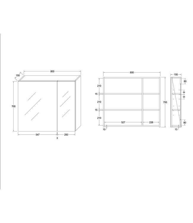 Spiegelkast Badkamer Hayat 80cm Glans Wit