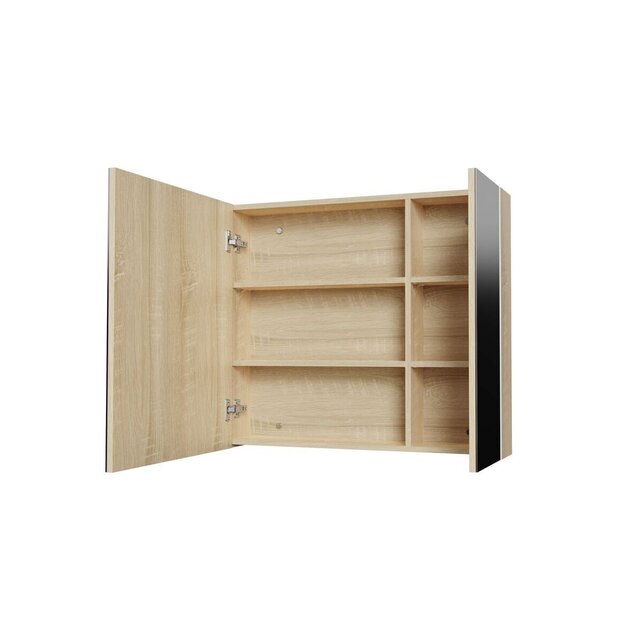 Spiegelkast Badkamer Hayat 80cm Licht Eiken Spiegelkast Badkamer Hayat 80cm Licht Eiken